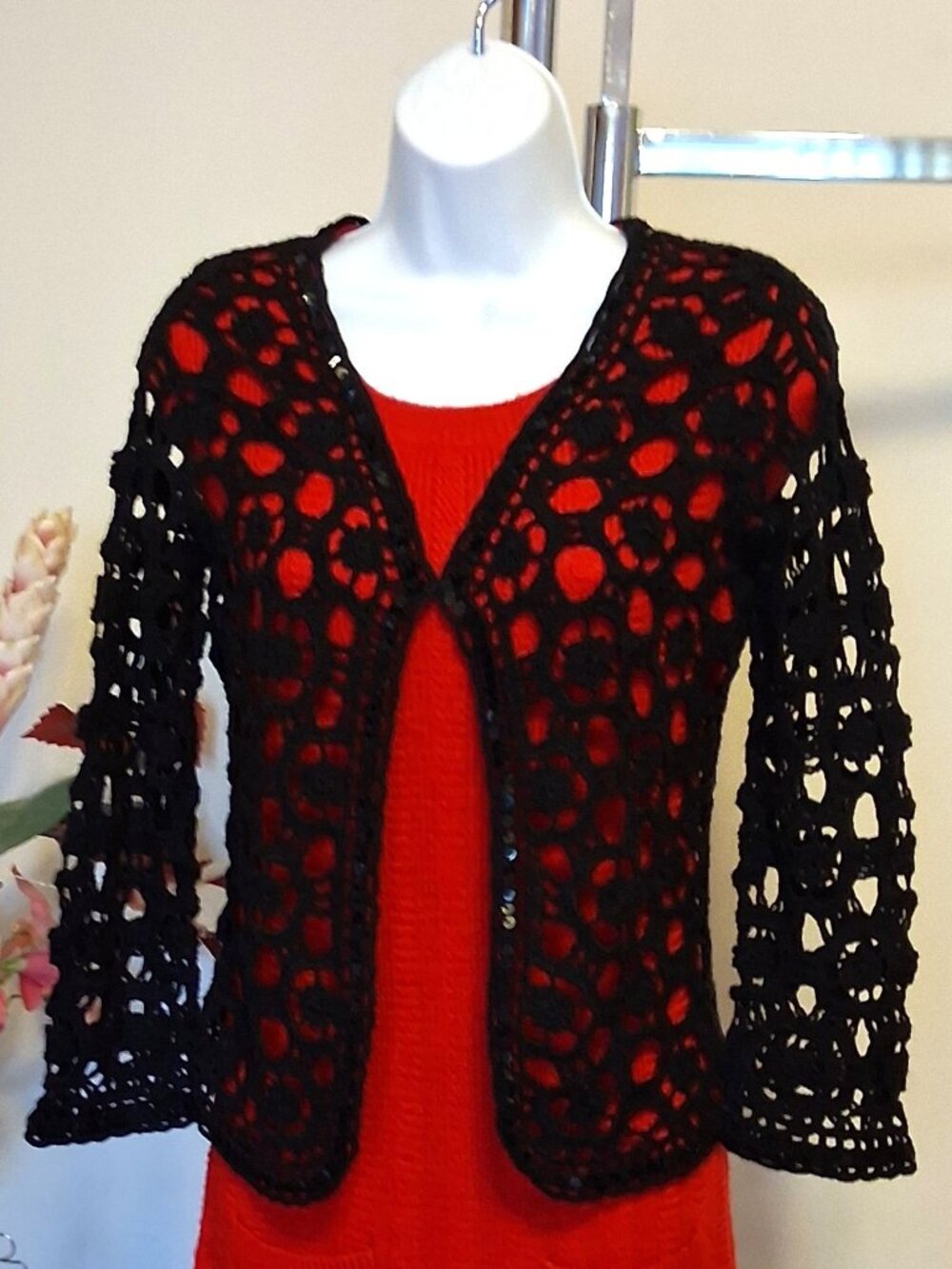 Simon Chang Premium Quality Crochet Sweater Top Soft Warm Spring Luxury Knitwear